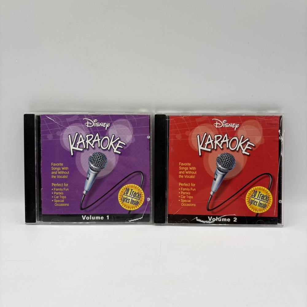 Disney Karaoke 2 CD Lot Volume‎ 1 & 2 2000 Kids Disney Songs Sing-Along Music